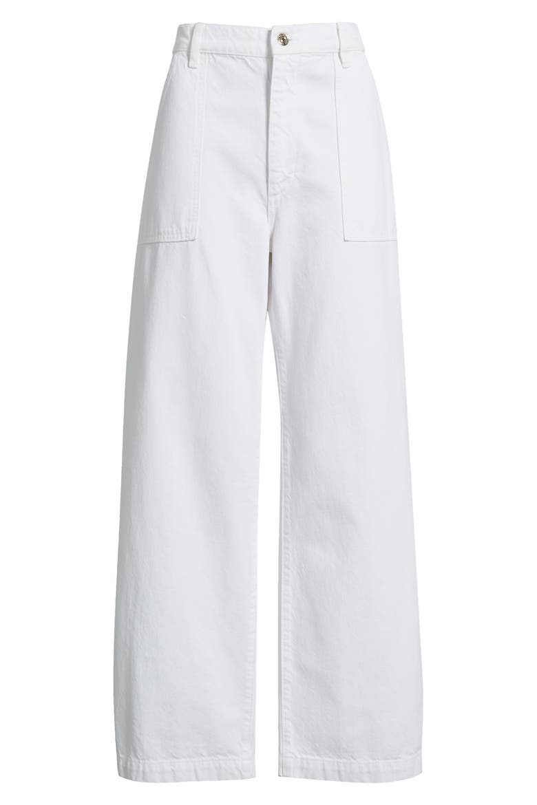 The Bow High Waist Wide Leg Utility Jeans, Alternate, color, WHITE