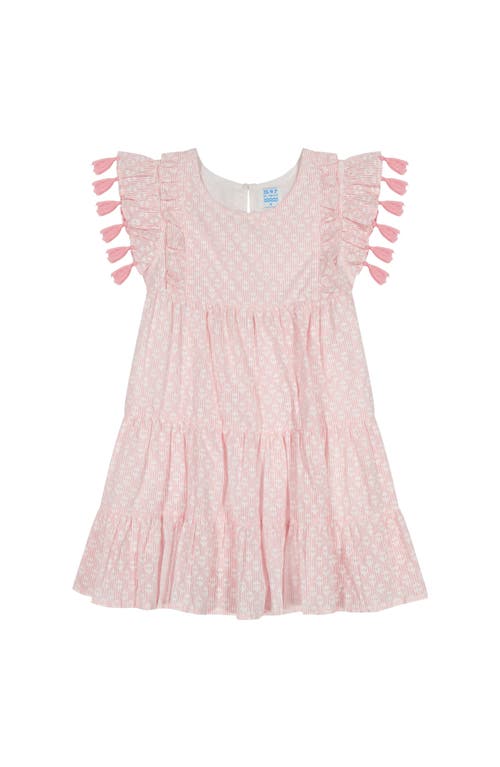 Mer St. Barth Sophie Girl's Tassel Dress Rose Stripe In Rose Stripe