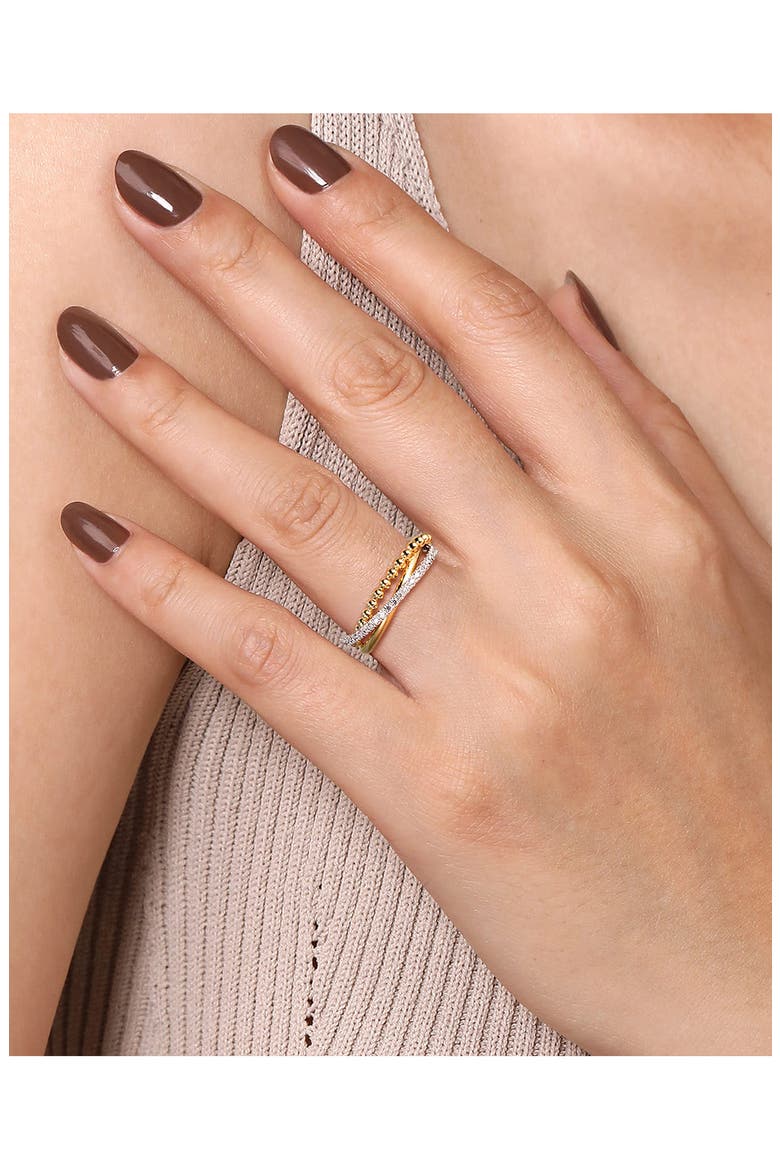 Bujukan Two-Tone 14K Gold & Diamond Crisscross Ring, Alternate, color, TWO TONE