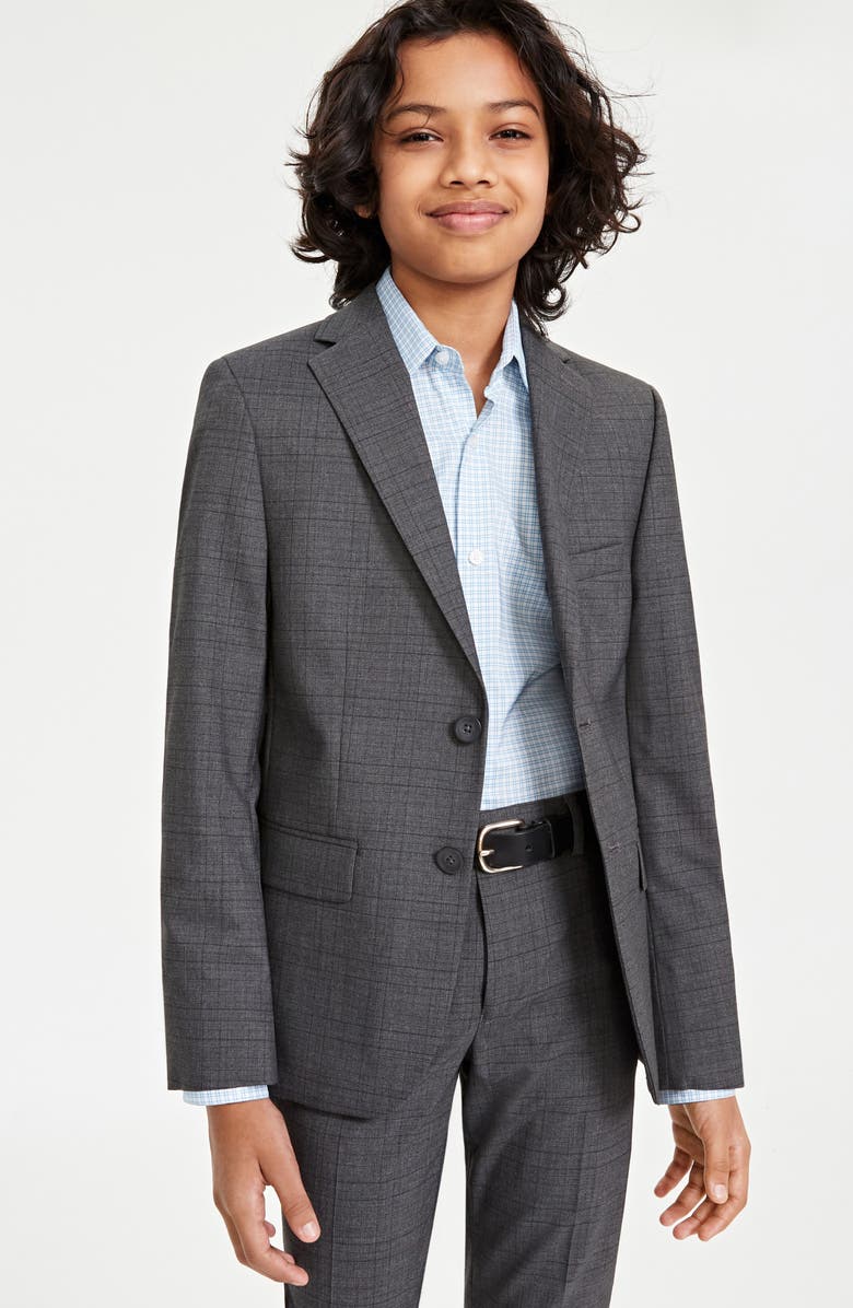 Andrew Marc Kids' Grey Check Suit, Alternate, color, Grey