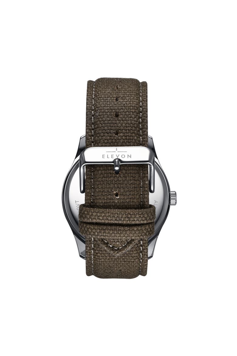 Crosswind Canvas-Overlaid Leather-Band Watch w/ Date, Alternate, color, Tan/Olive