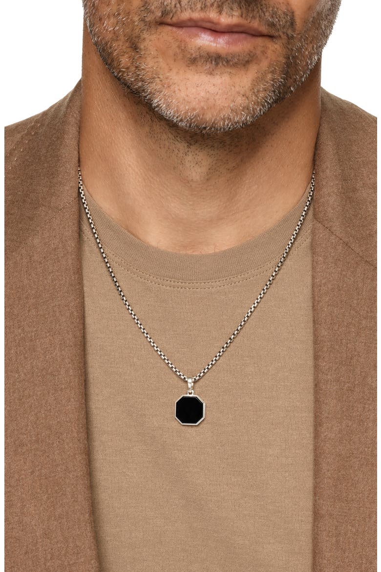 Faceted Stone Amulet in Sterling Silver with Black Onyx, 16mm, Alternate, color, SILVER/ BLACK