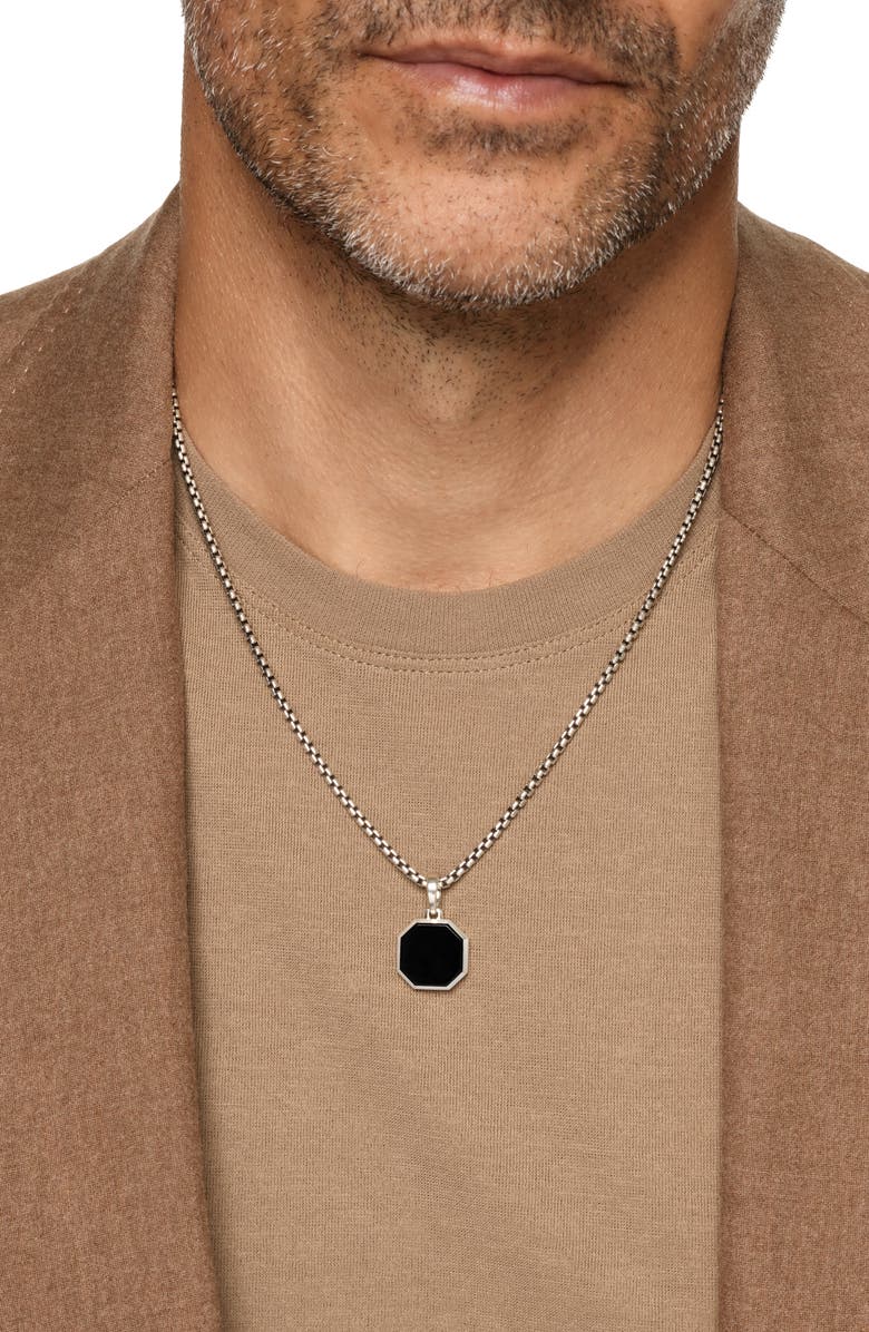 David Yurman Faceted Stone Amulet in Sterling Silver with Black Onyx, 16mm, Alternate, color, Silver/ Black