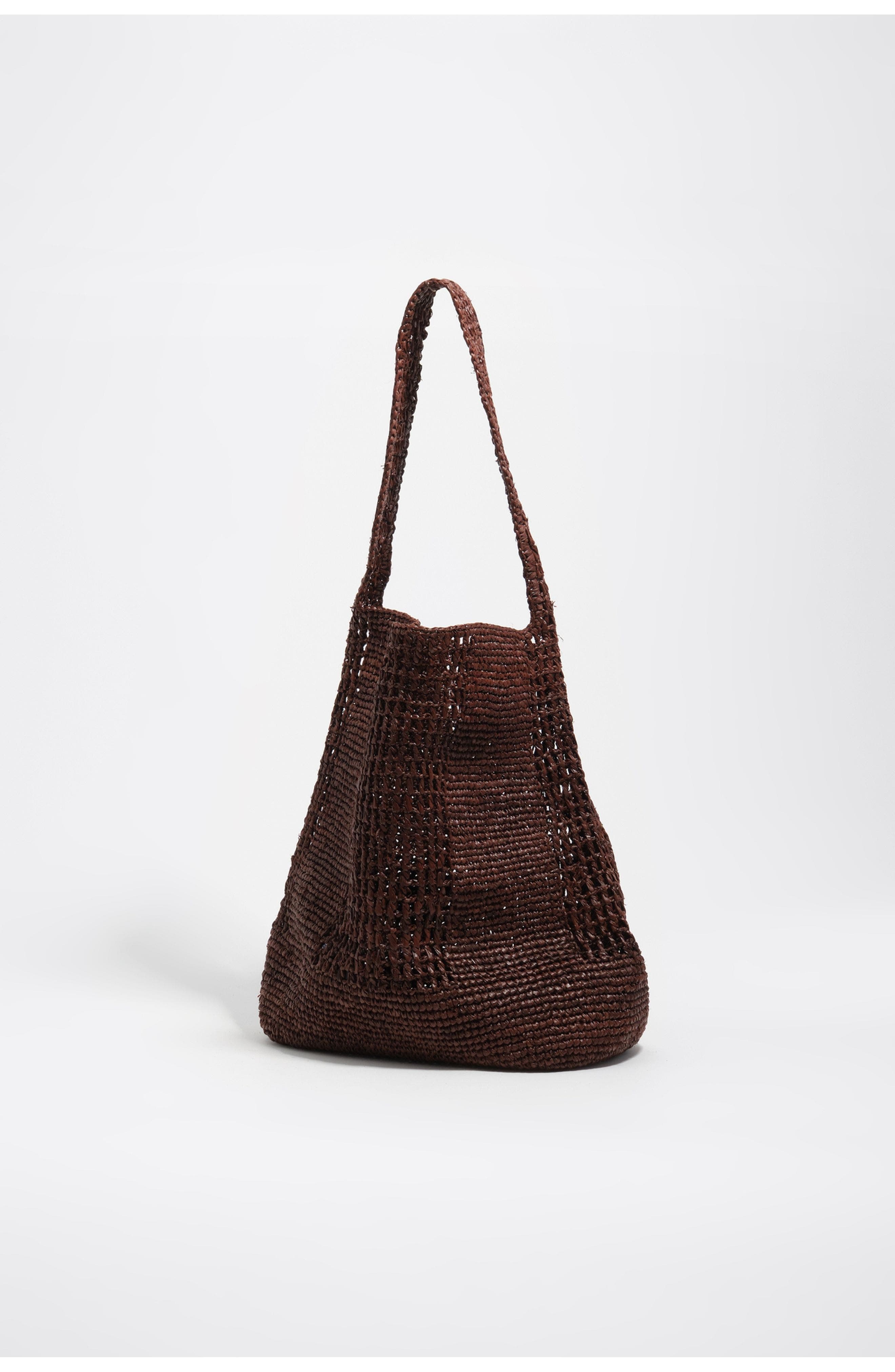 Bimba y Lola Raffia Woven Shoulder Bag, Alternate, color, Nut