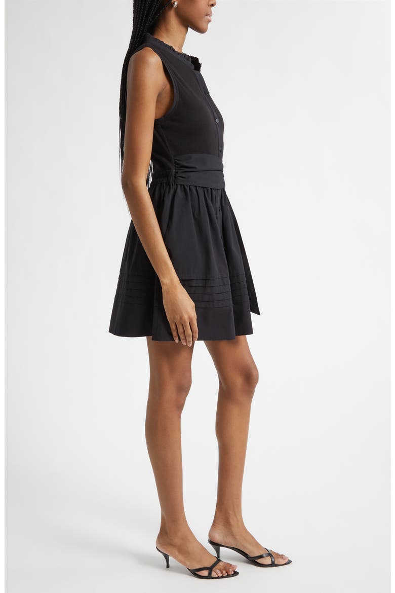 Orla Belted Sleeveless Mixed Media Minidress, Alternate, color, BLACK