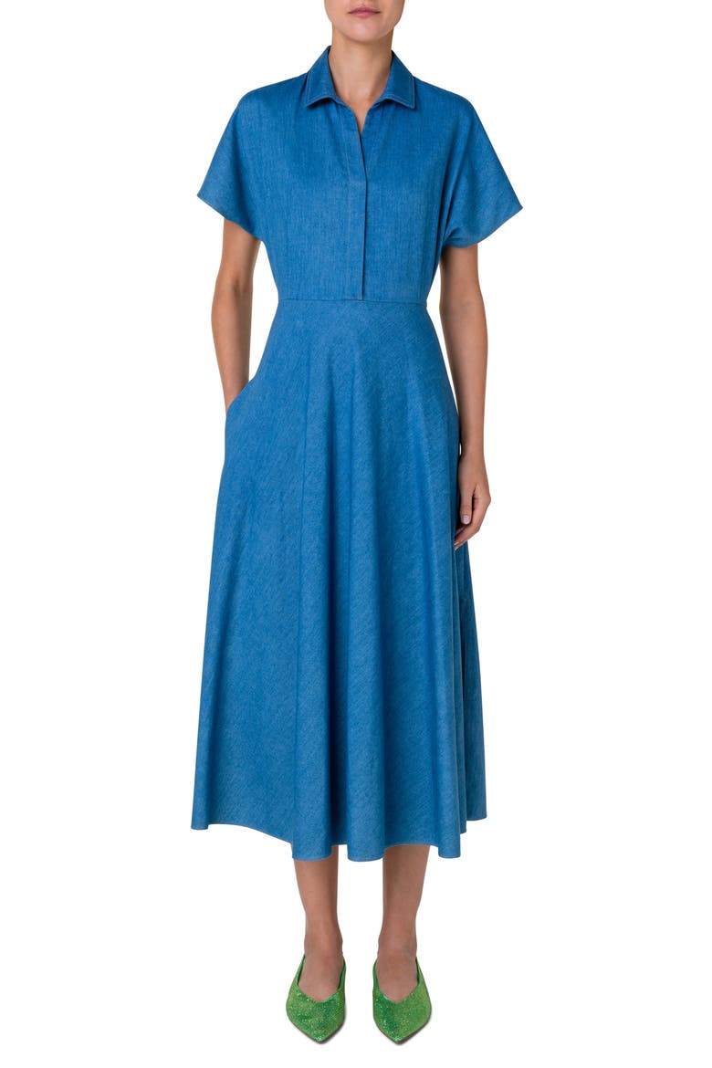 Cutout Denim Dress, Alternate, color, MEDIUM BLUE DENIM