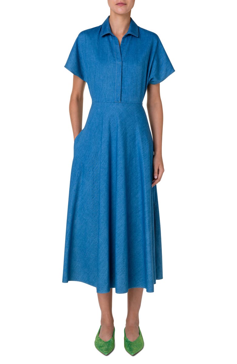 Akris punto Cutout Denim Dress, Alternate, color, 