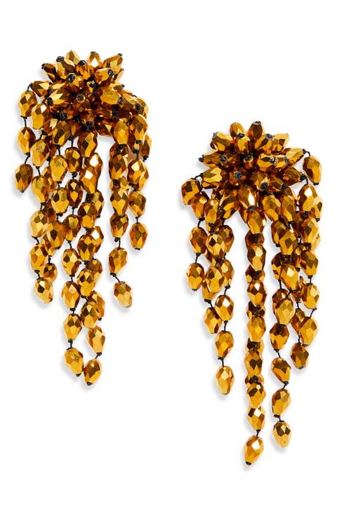 Hanabi Beaded Clip-On Drop Earrings
