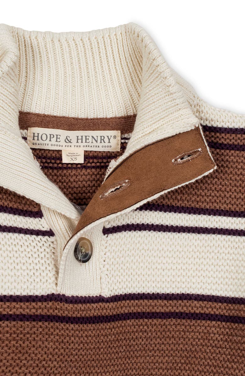 Hope & Henry Kids' Organic Mock Neck Stripe Sweater, Alternate, color, Cinnamon Stripe