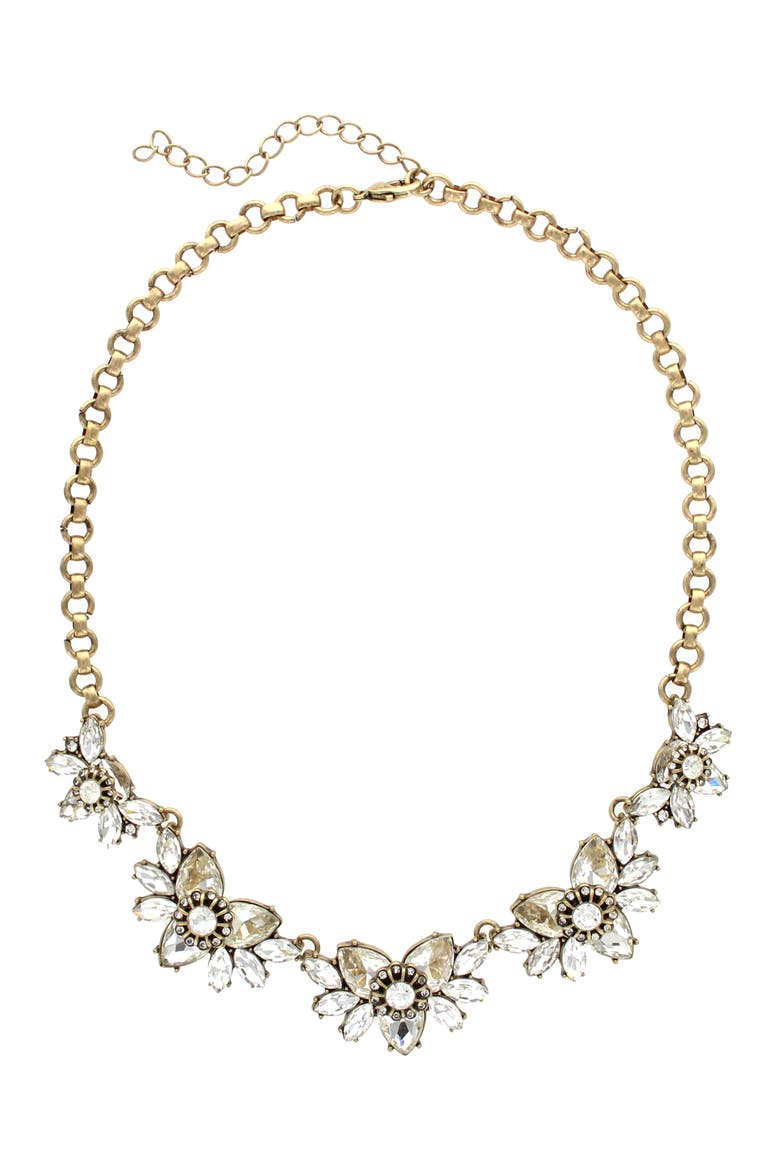 Johanna Flower Necklace, Alternate, color, BURNISHED GOLD / CLEAR