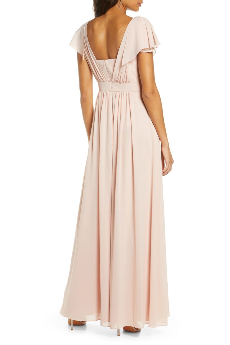 Pleat Chiffon Gown, Alternate, color, BLUSH