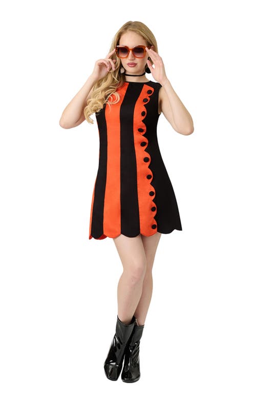 Smak Parlour Stripe Scallop Mini Dress In Orange