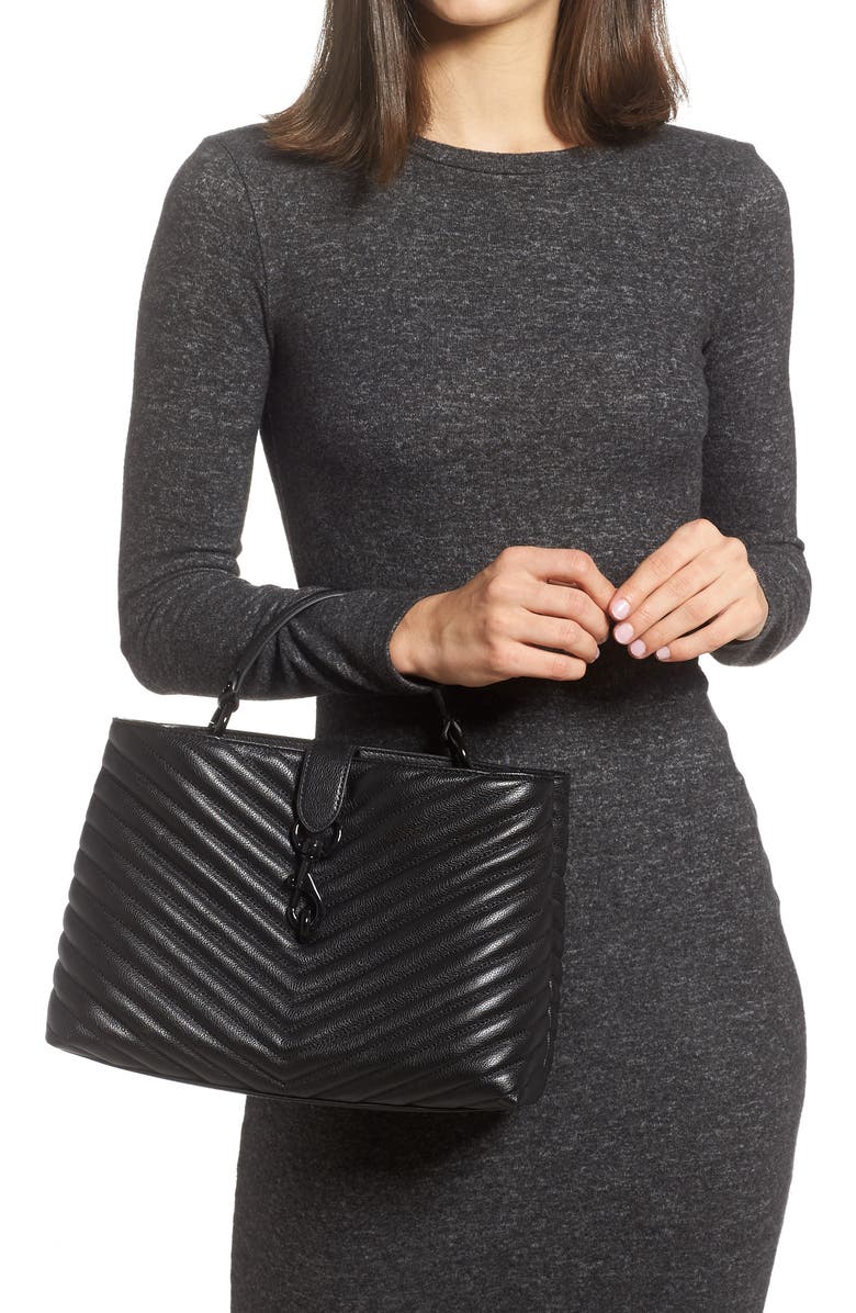 Rebecca Minkoff Large Edie Leather Top Handle Satchel, Alternate, color,