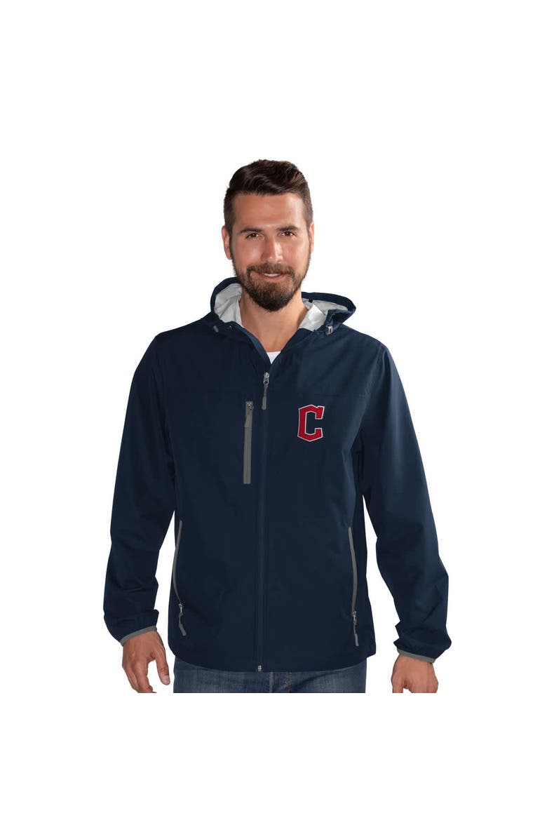 G-III SPORTS BY CARL BANKS Men's G-III Sports by Carl Banks  Navy Cleveland Guardians Double Play Hooded Lightweight Full-Zip Jacket, Alternate, color, Navy