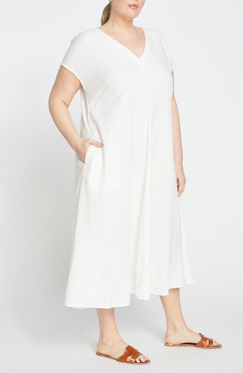 Universal Standard Louvre Tie Back Maxi Dress, Alternate, color, White