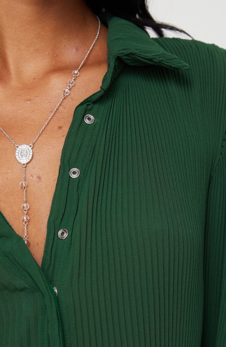 Princess Polly Ravil Button-Up Shirt, Alternate, color, Green