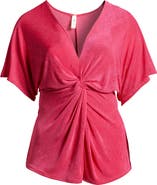 24seven Comfort Apparel Twist Front Jersey Top