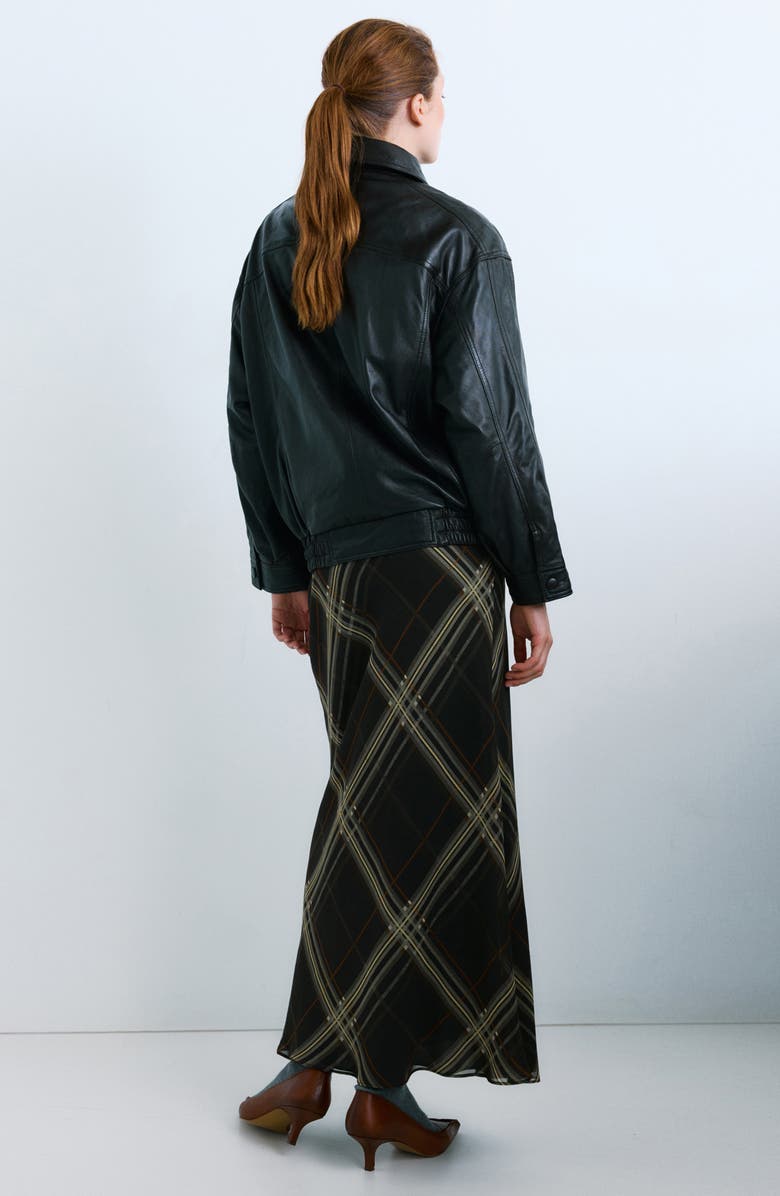 MANGO Mini Check Maxi Skirt, Alternate, color, Black