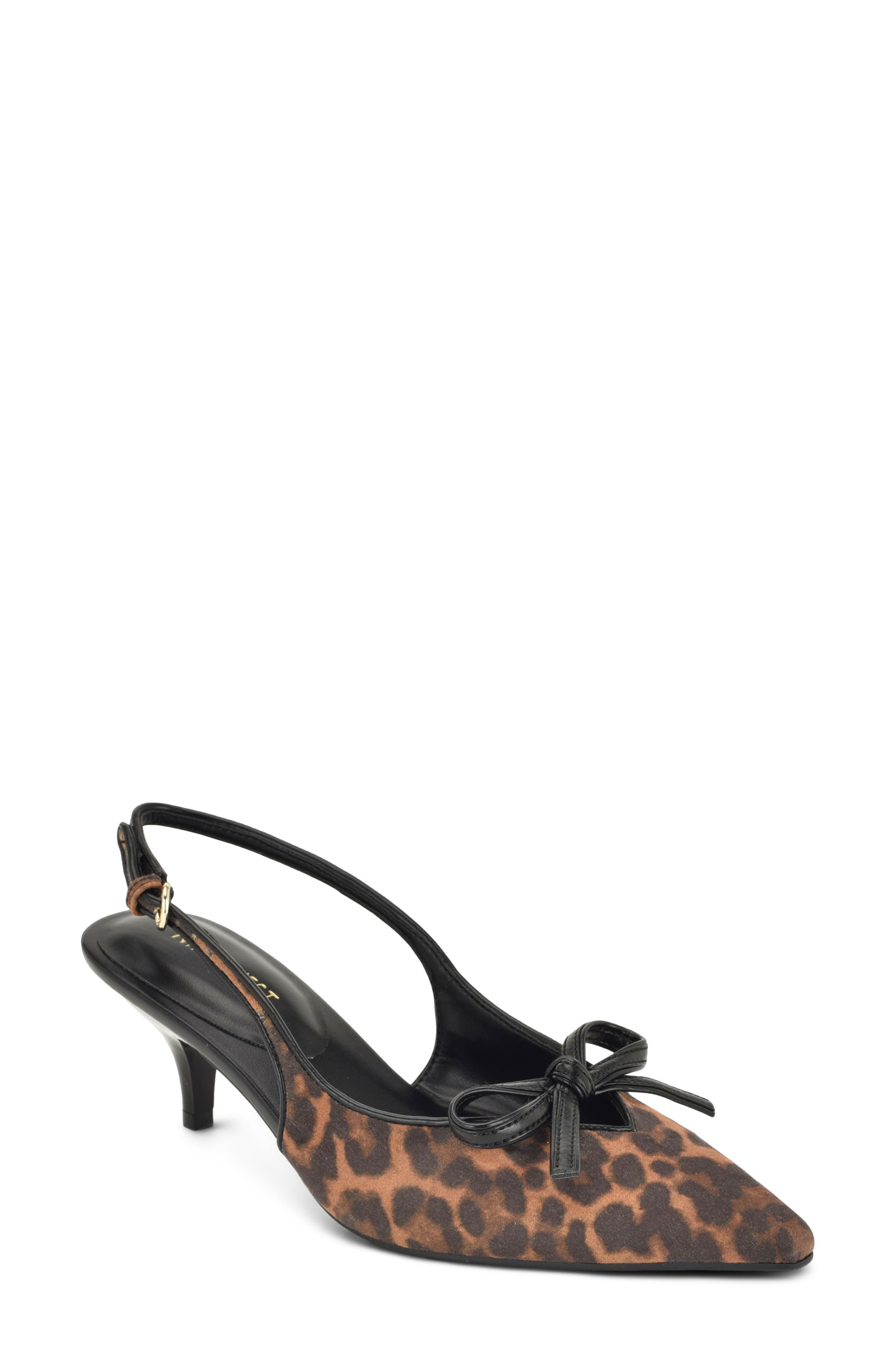 Lavona Bow Slingback Pump, Main, color, LEOPARD FAUX SUEDE