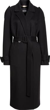Versace Belted Double Breasted Virgin Wool & Cashmere Coat