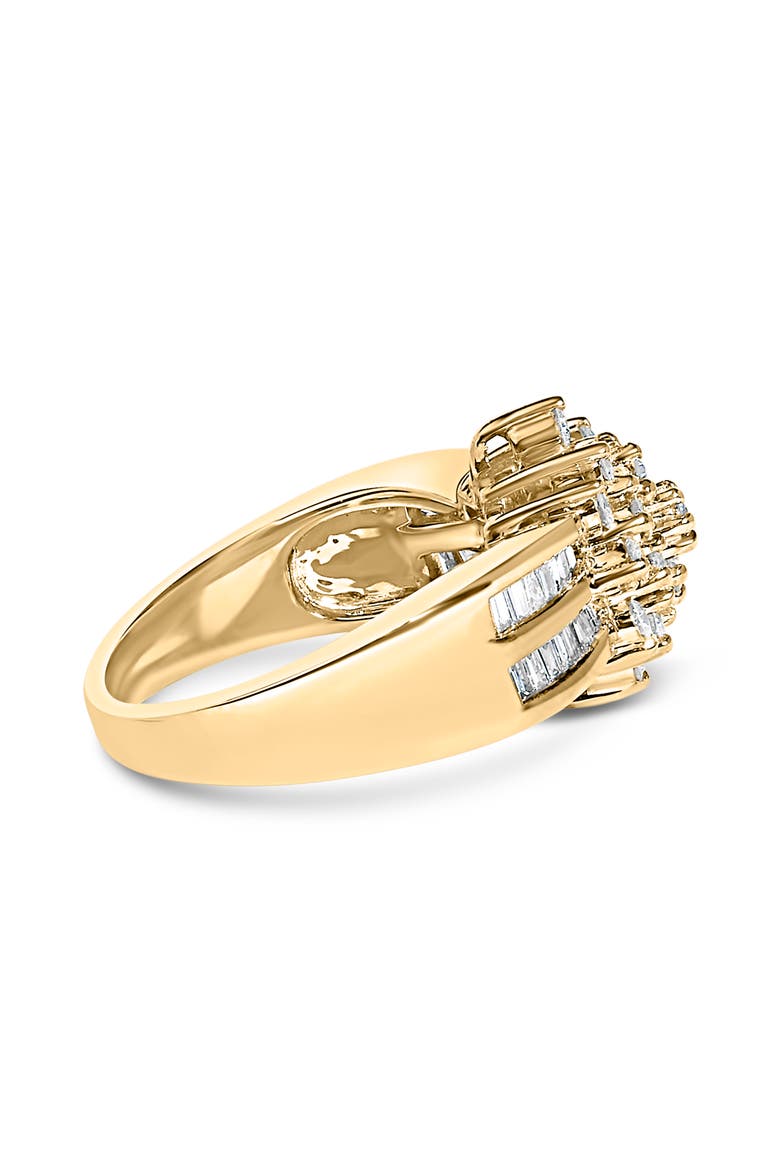 10K Gold 1.0 Cttw Diamond Floral Cluster Band Statement Ring, Alternate, color, Yellow Gold