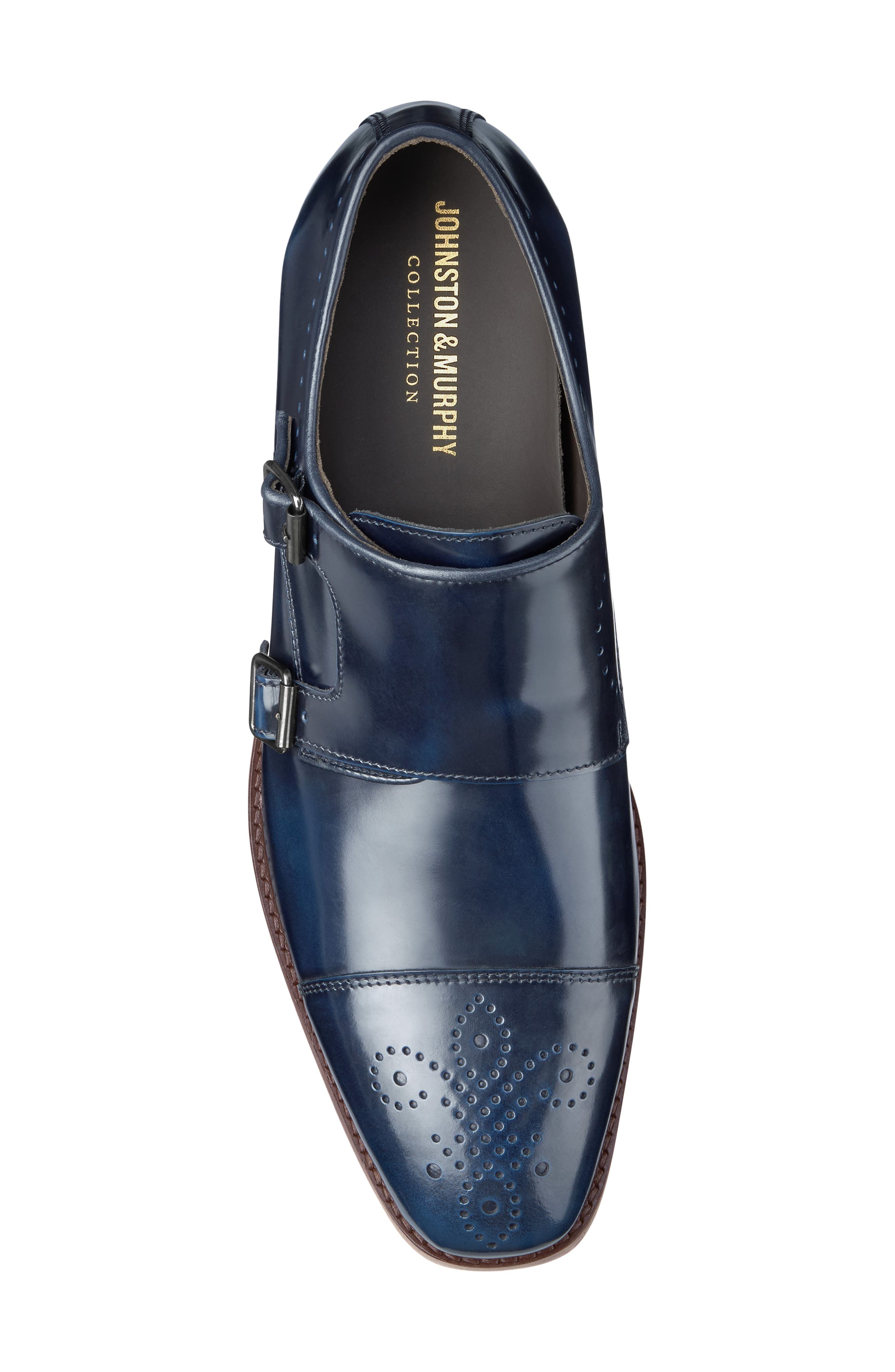 Arrister Double Monk Strap Shoe, Alternate, color, NAVY ITALIAN FULL GRAIN
