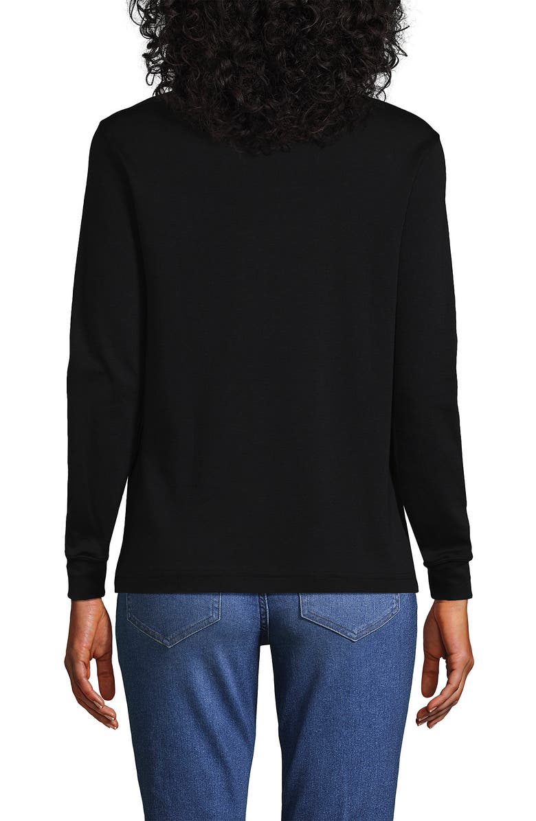 Lands' End Long Sleeve Supima Mock Turtleneck, Alternate, color, Black
