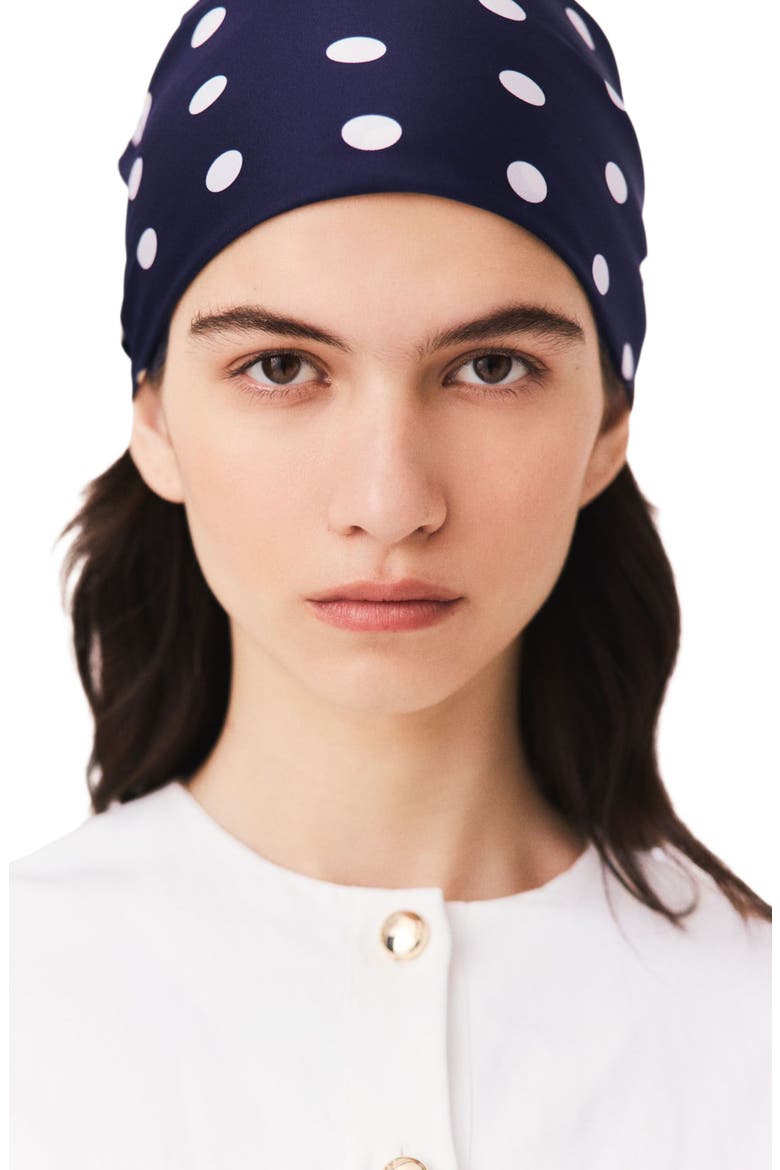 Silk polka dot bandana, Alternate, color, Navy dots print