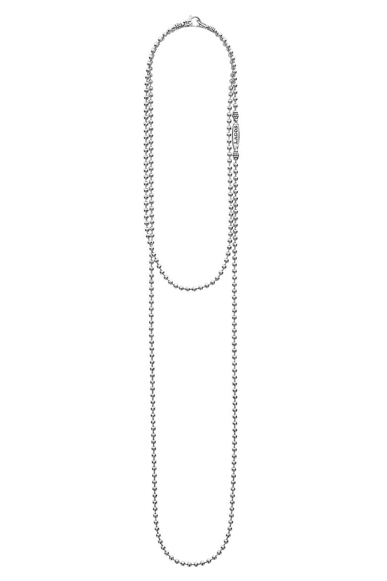 Signature Caviar Sterling Silver Necklace, Alternate, color, SILVER