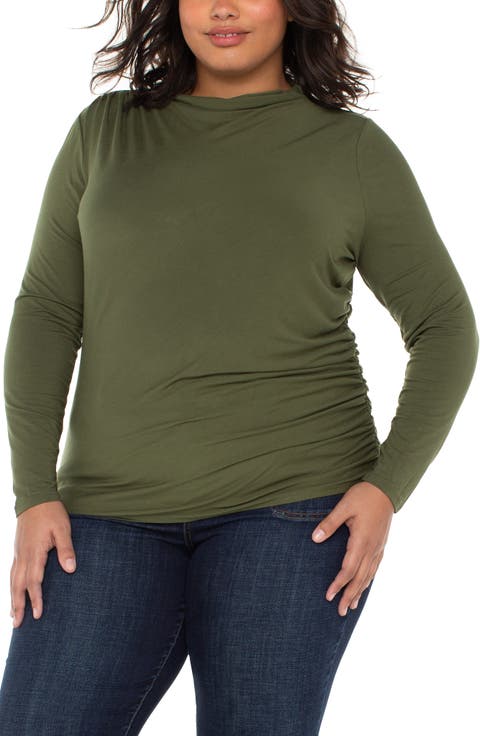 Long Sleeve Ruched Jersey Top (Plus)