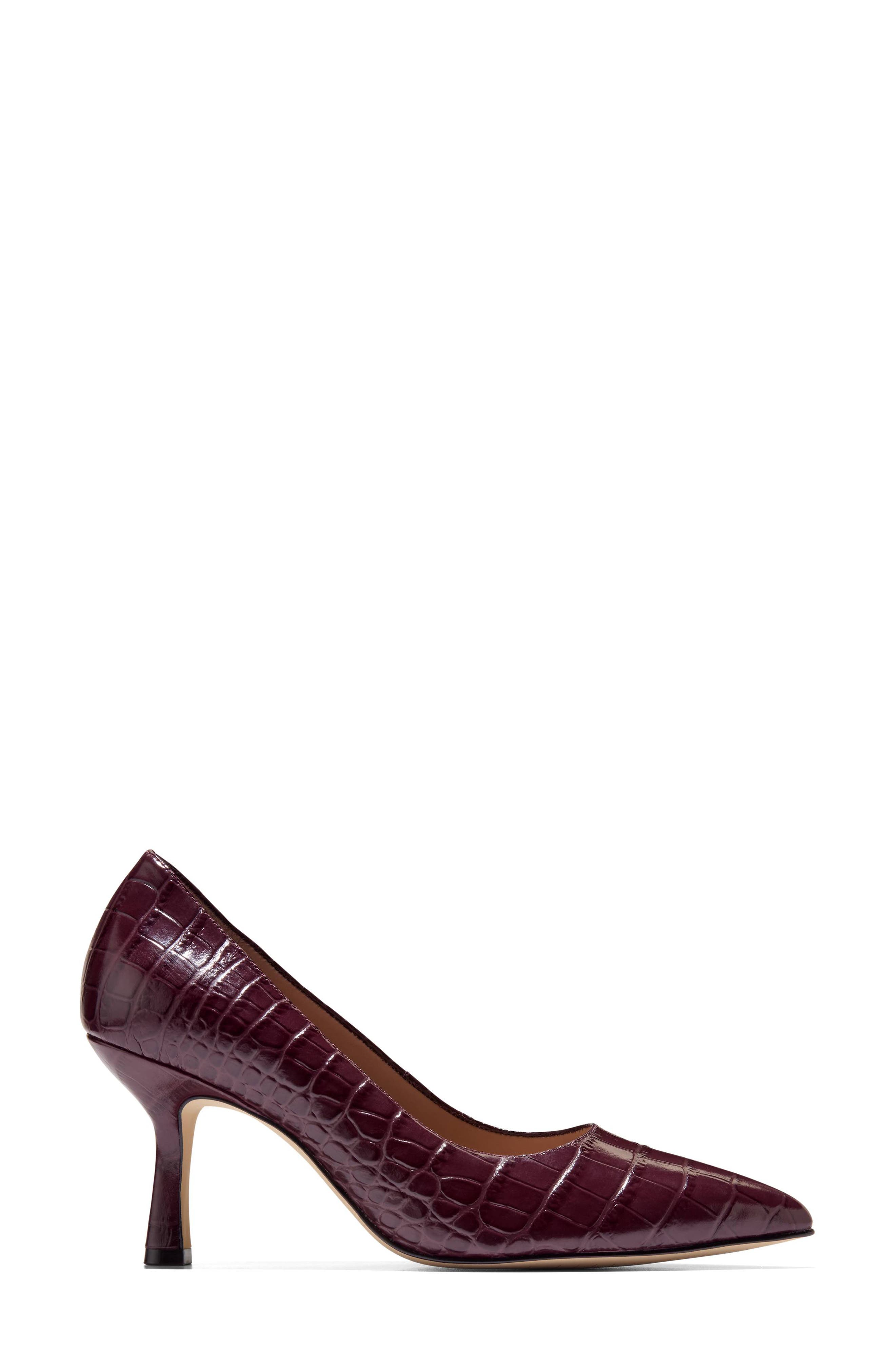 Hansell Pointed Toe Pump, Alternate, color, BLOODSTONE CROC PRINT LEATHER