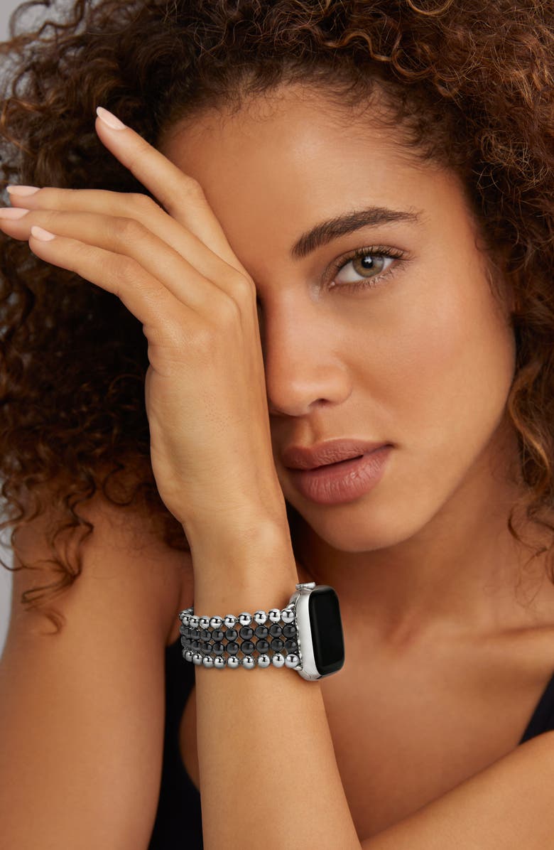 LAGOS Smart Caviar Infinite Black Ceramic Apple Watch<sup>®</sup> Watchband, Alternate, color, Black/ Silver
