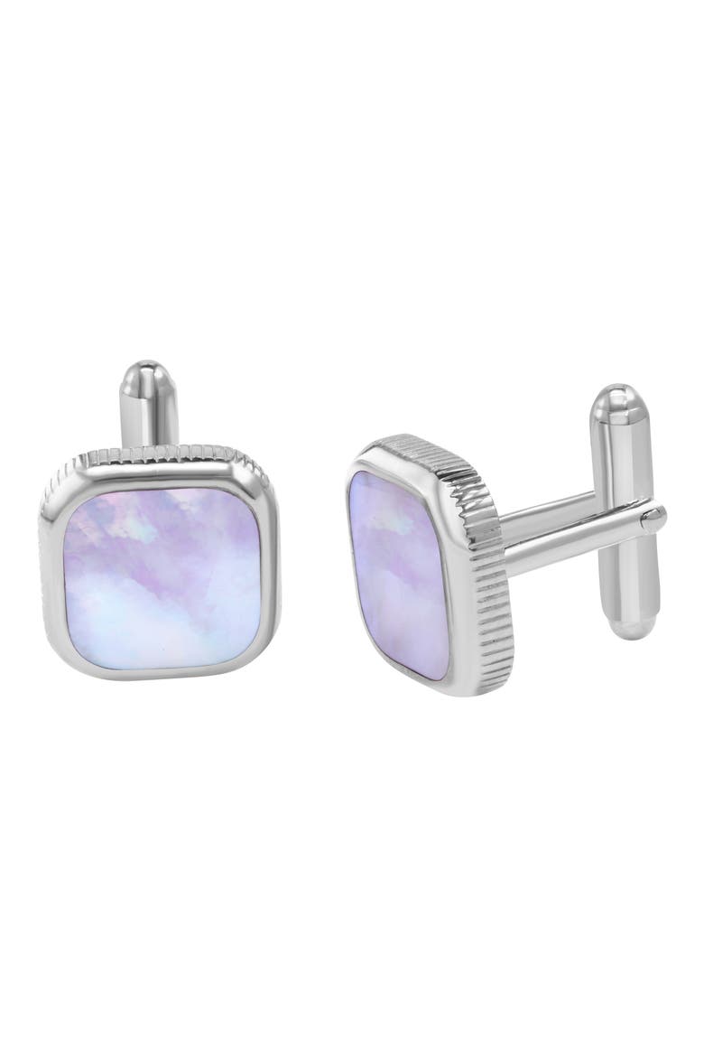 Mother-of-Pearl Cuff Links, Main, color, SILVER