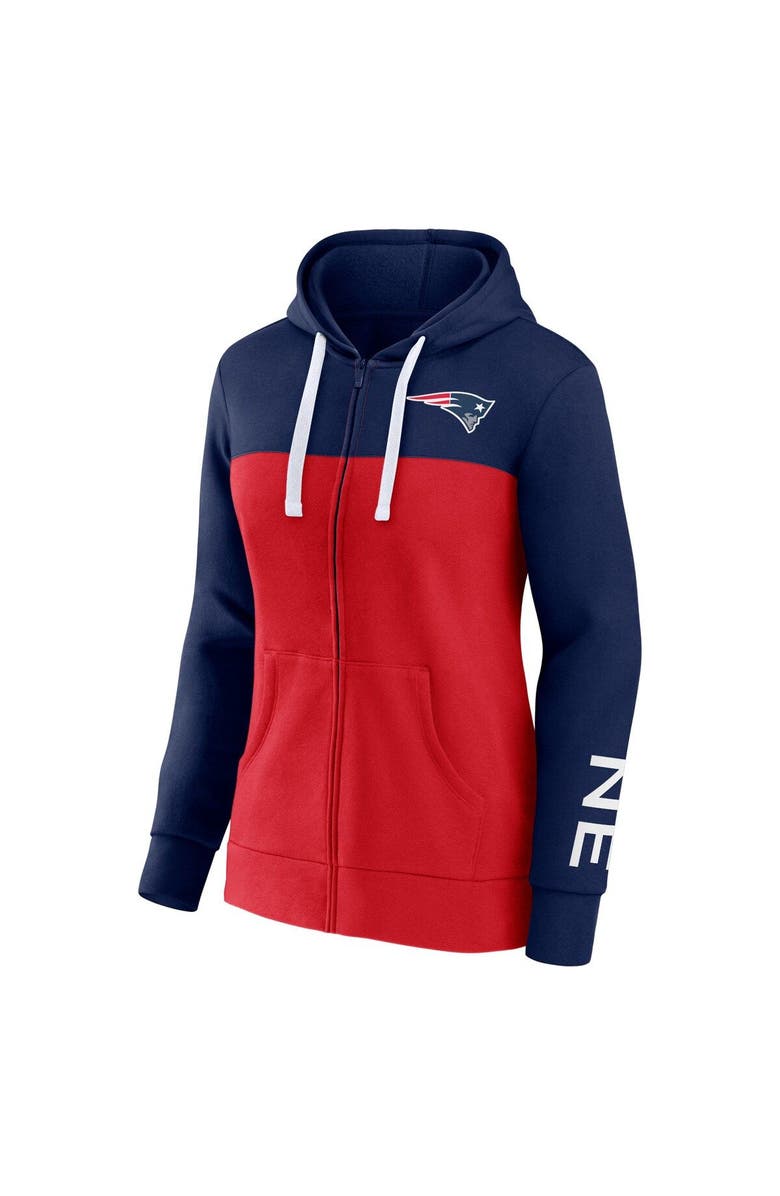 FANATICS Women's Fanatics Branded Navy/Red New England Patriots Take The Field Color Block Full-Zip Hoodie, Alternate, color, 