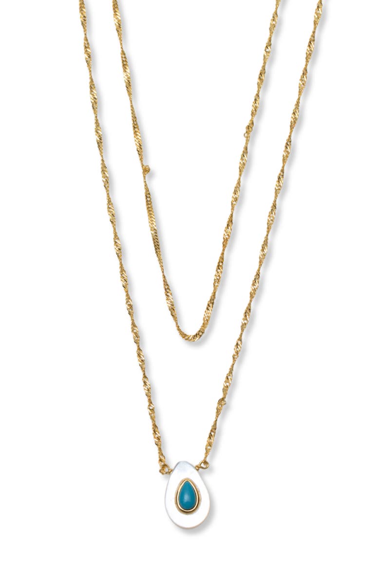 Argento Vivo Sterling Silver Layered Mother-of-Pearl & Turquoise Pendant Necklace, Main, color, 