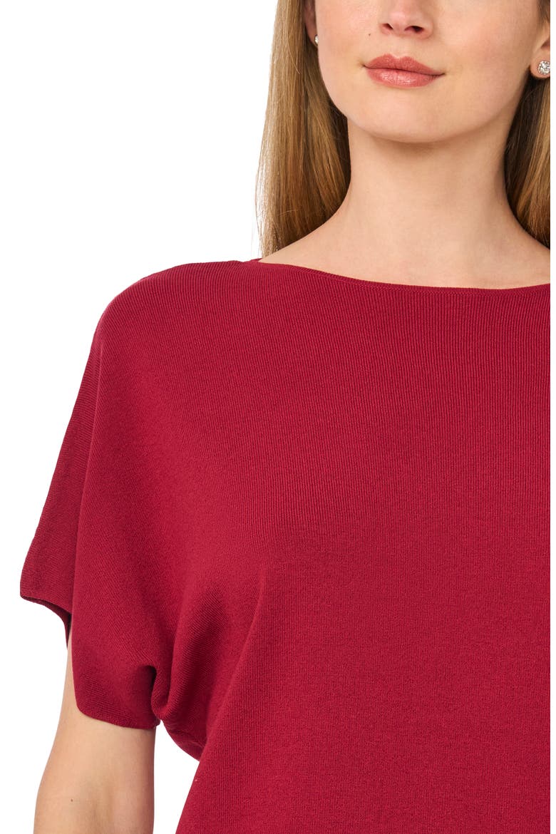 Short Sleeve Crop Sweater, Alternate, color, CURRANT RED
