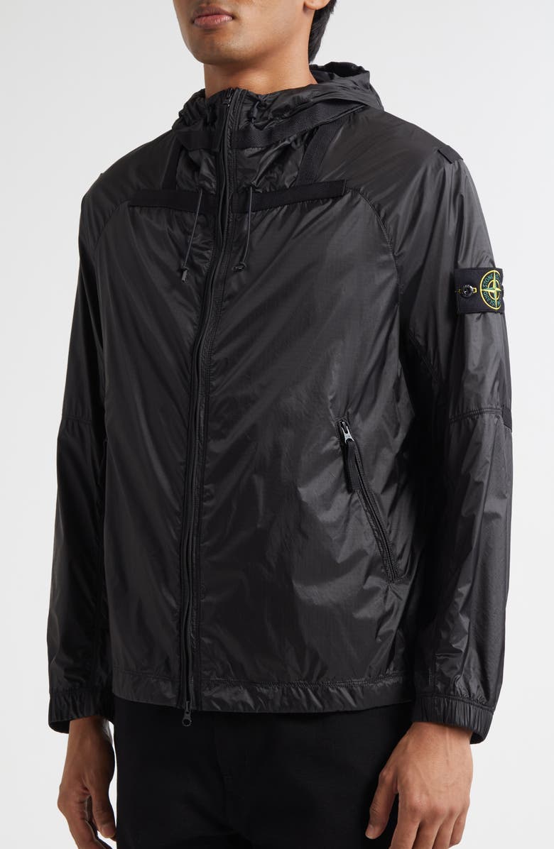 Stone Island Hooded Nylon Windbreaker, Alternate, color, V0062 Lead Grey