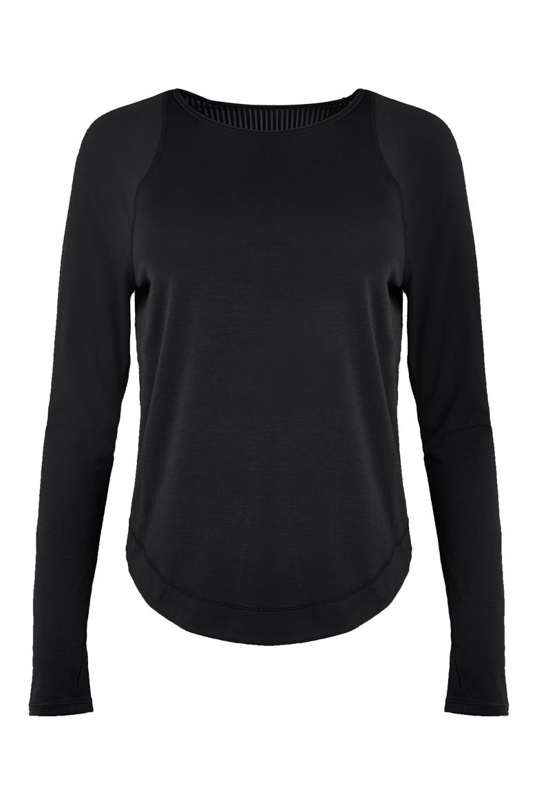Breathe Easy Run Long Sleeve T-Shirt, Alternate, color, BLACK