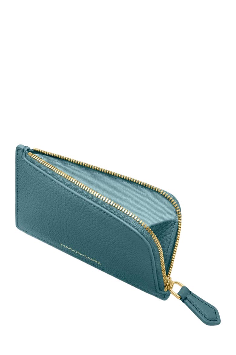 Leather Zip Card Holder, Alternate, color, Bondi Blue