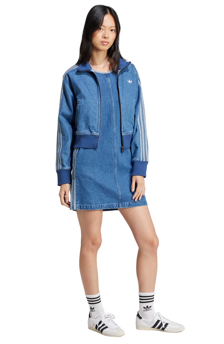 adidas Originals Adicolor 3-Stripes Sleeveless Denim Dress, Alternate, color,