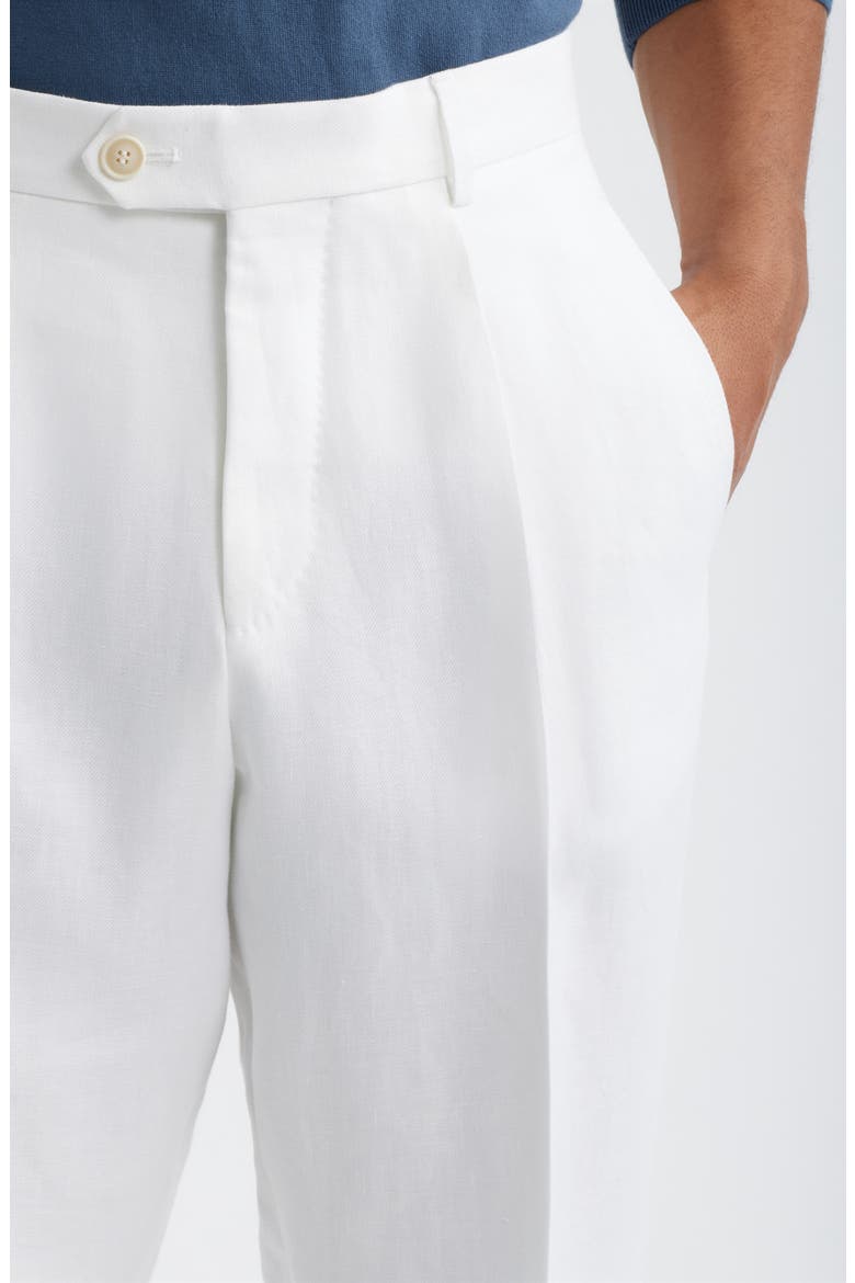 Peet White Pleated Linen Suit Pants, Alternate, color, WHITE