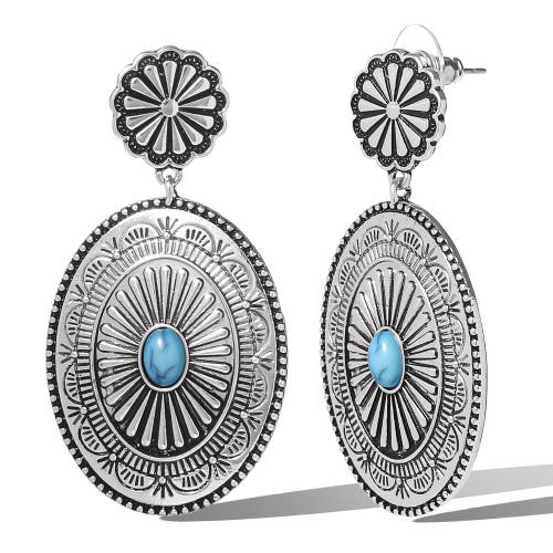 Jessica Simpson Western Round Concho Drop Earrings In White