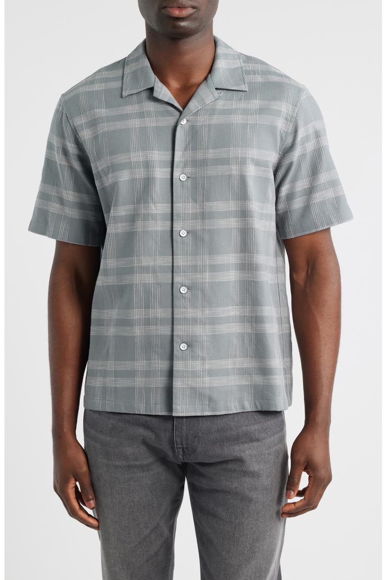 Avery Plaid Camp Shirt, Main, color, GREY