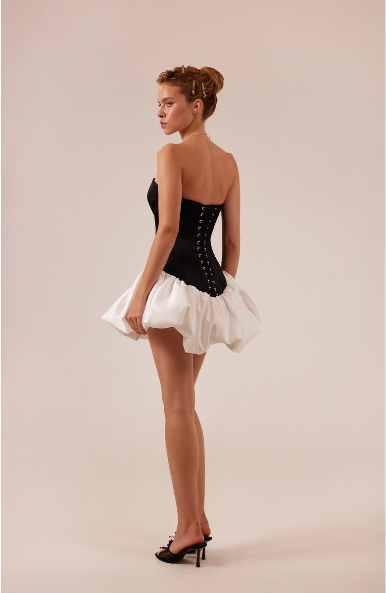 Milla Swan-like mini corset dress, Alternate, color, Black