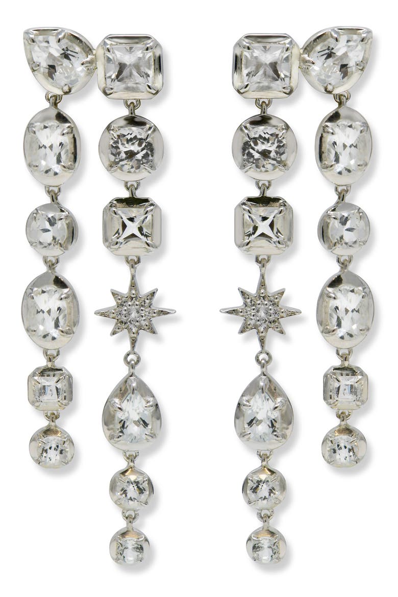 Melia Grace Drop Earrings, Main, color, SILVER