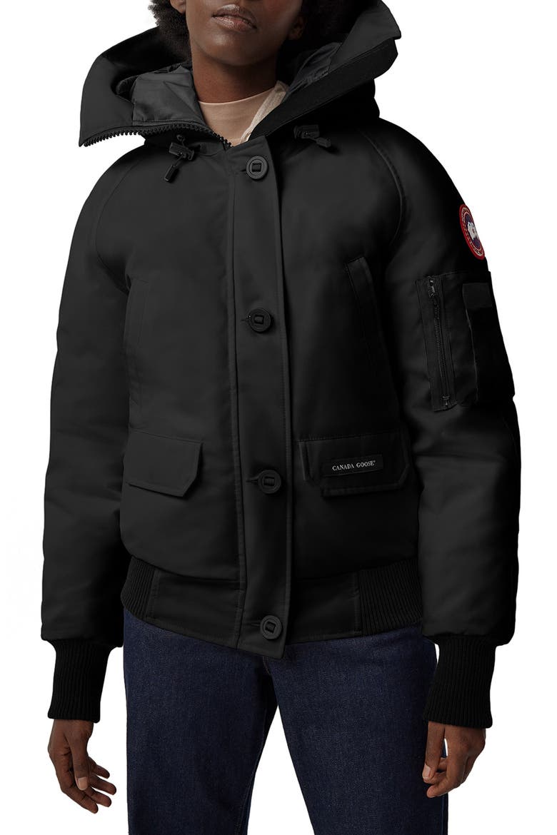 Chilliwack 625 Fill Power Down Bomber Jacket, Main, color, BLACK