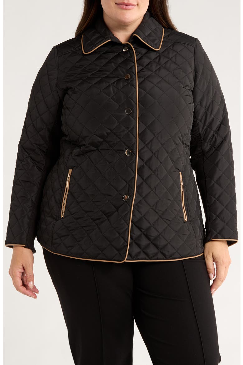 Quilted Jacket, Alternate, color, JONES BLACK/ CARAMEL