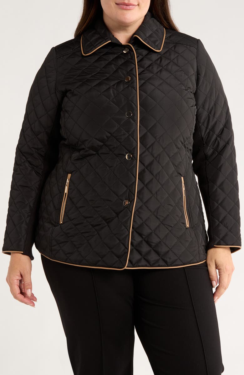 Jones New York Quilted Jacket, Alternate, color, Jones Black/ Caramel