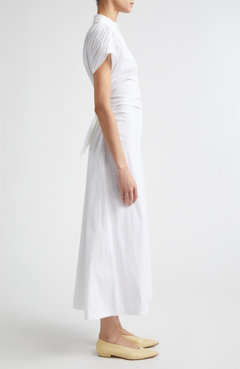 Lela Rose Cotton Stretch Poplin Tie Waist Shirtdress, Alternate, color, White