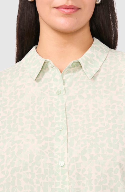 Halogenr Halogen(r) Print Button-up Shirt In Mint Creme